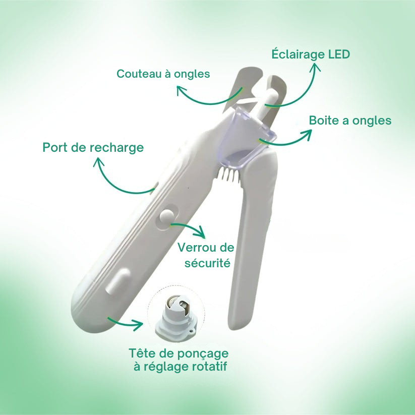 NailSafe™ – Coupe-griffes LED 2 en 1 pour chiens, chats et petits animaux