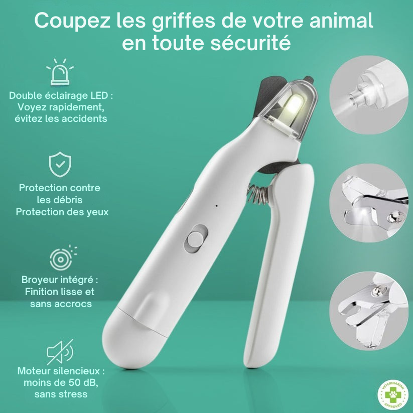 NailSafe™ – Coupe-griffes LED 2 en 1 pour chiens, chats et petits animaux
